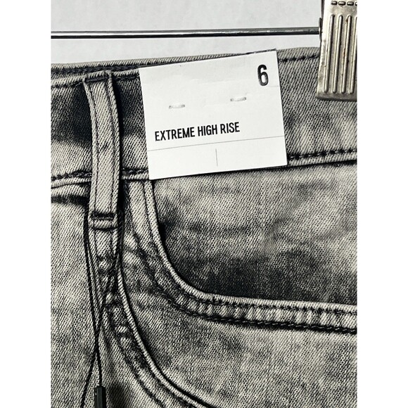 Express Mini Pencil Skirt Denim NEW Womens 6 Distressed Black High Rise Zip NWT - Picture 7 of 15